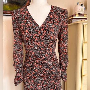 🌺 Lush Floral Ruched Maxi Dress Size Small | Long Sleeve